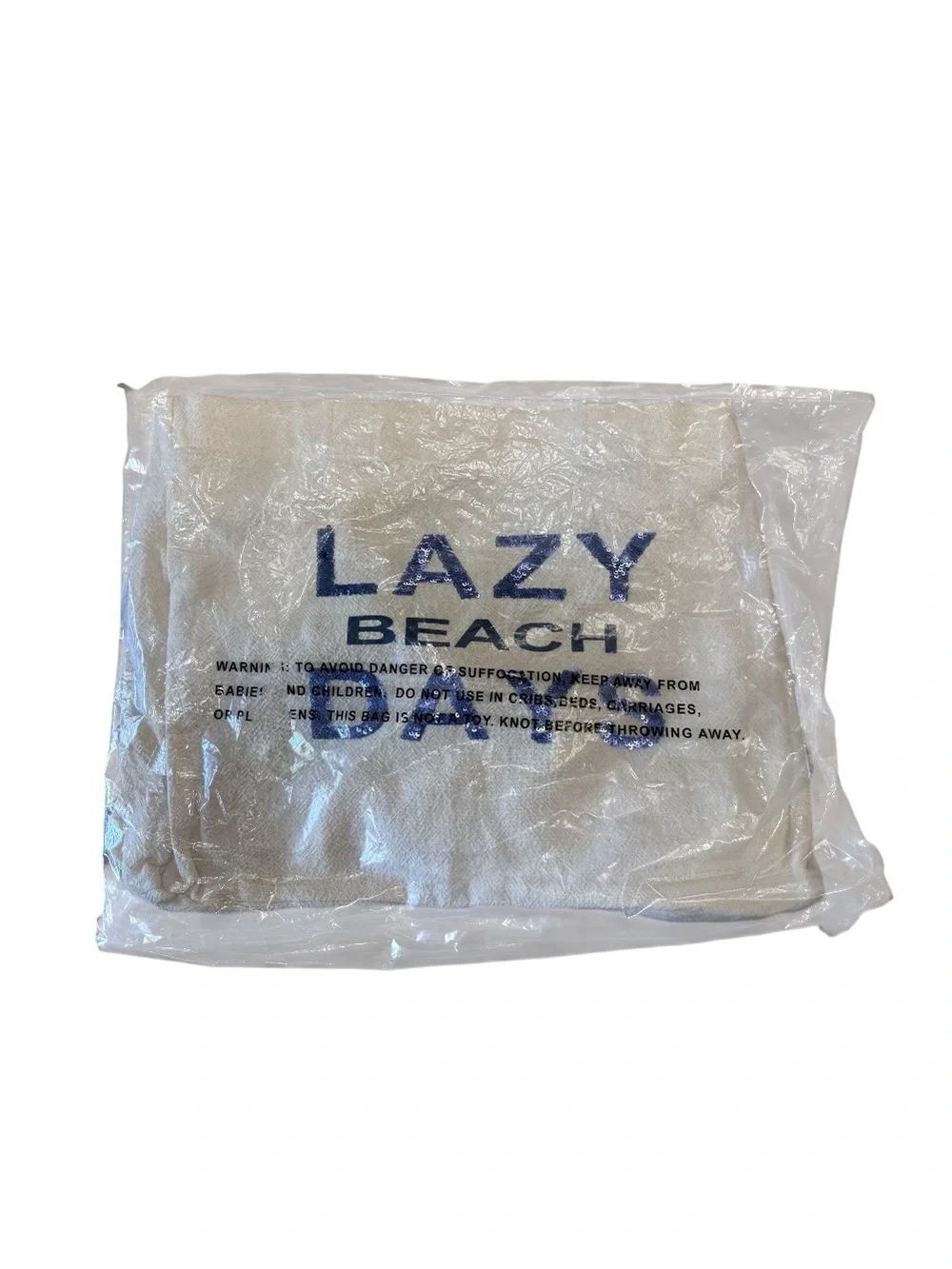 LAZY BEACH DAYS Canvas Tote Bag - Cream with Navy Sequins